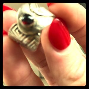 14k white gold clay garnet gothic steampunk